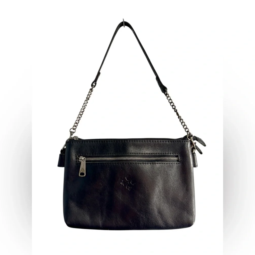 🛑SOLD🛑 Patricia Nash Black Leather Shoulder Bag with Chain Strap - Picture 3 of 15